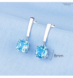 3 CT Birthstone Earrings for Women Drop Dangle – 925 Sterling Silver Gemstone Earrings – 8 mm Dangling Stone with Push Back H...