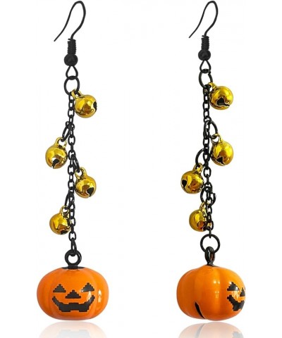 Handmade Halloween Hoop Earrings For Women Pumpkin Ghost Skull Dangle Drop Earrings for Girls With Gold Silver Bells Holiday ...