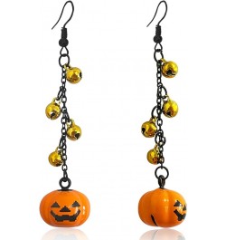 Handmade Halloween Hoop Earrings For Women Pumpkin Ghost Skull Dangle Drop Earrings for Girls With Gold Silver Bells Holiday ...