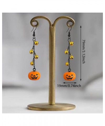 Handmade Halloween Hoop Earrings For Women Pumpkin Ghost Skull Dangle Drop Earrings for Girls With Gold Silver Bells Holiday ...