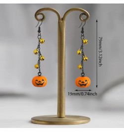 Handmade Halloween Hoop Earrings For Women Pumpkin Ghost Skull Dangle Drop Earrings for Girls With Gold Silver Bells Holiday ...