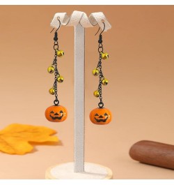 Handmade Halloween Hoop Earrings For Women Pumpkin Ghost Skull Dangle Drop Earrings for Girls With Gold Silver Bells Holiday ...