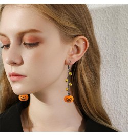 Handmade Halloween Hoop Earrings For Women Pumpkin Ghost Skull Dangle Drop Earrings for Girls With Gold Silver Bells Holiday ...