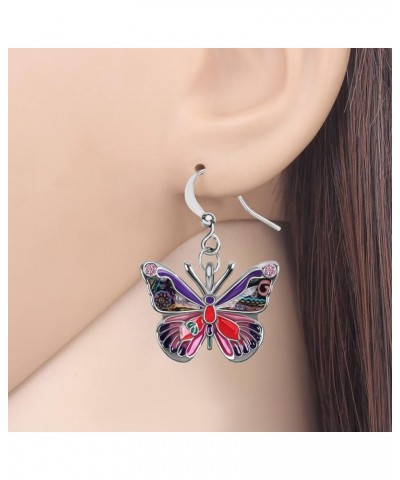 DALANE Enamel Alloy Rhinestone Butterfly Earrings Dangle Summer Spring Insects Jewelry for Women Girls Accessories Purple $9....