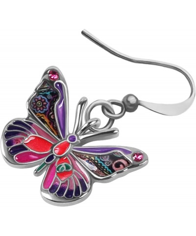 DALANE Enamel Alloy Rhinestone Butterfly Earrings Dangle Summer Spring Insects Jewelry for Women Girls Accessories Purple $9....