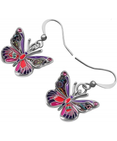 DALANE Enamel Alloy Rhinestone Butterfly Earrings Dangle Summer Spring Insects Jewelry for Women Girls Accessories Purple $9....