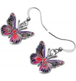 DALANE Enamel Alloy Rhinestone Butterfly Earrings Dangle Summer Spring Insects Jewelry for Women Girls Accessories Purple $9....