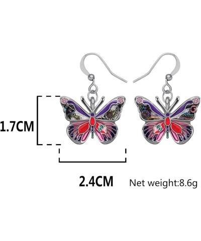 DALANE Enamel Alloy Rhinestone Butterfly Earrings Dangle Summer Spring Insects Jewelry for Women Girls Accessories Purple $9....