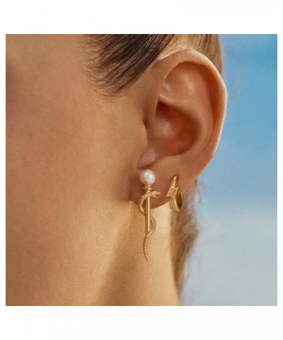 Women Snake Earrings Gold Stud Serpent 14K Gold Filled Small Simple Hypoallergenic Everyday Jewelry Wrapped Around Crutch Pea...