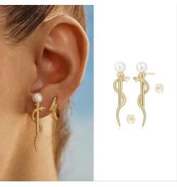 Women Snake Earrings Gold Stud Serpent 14K Gold Filled Small Simple Hypoallergenic Everyday Jewelry Wrapped Around Crutch Pea...