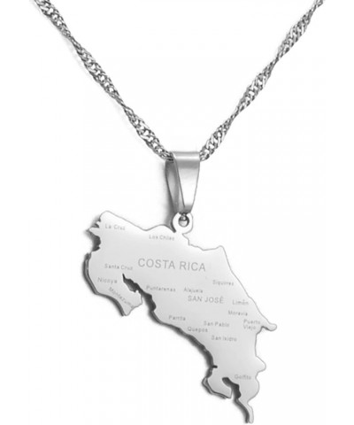 Map of Costa Rica Pendant Necklaces - Charm Ethnic Africa Thin Chain Necklaces,Gold Color Patriotic Maps Flag Hip Hop Jewelry...