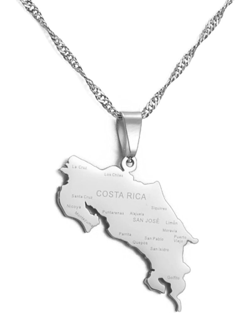 Map of Costa Rica Pendant Necklaces - Charm Ethnic Africa Thin Chain Necklaces,Gold Color Patriotic Maps Flag Hip Hop Jewelry...