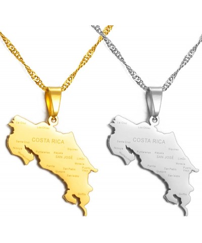 Map of Costa Rica Pendant Necklaces - Charm Ethnic Africa Thin Chain Necklaces,Gold Color Patriotic Maps Flag Hip Hop Jewelry...