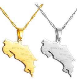 Map of Costa Rica Pendant Necklaces - Charm Ethnic Africa Thin Chain Necklaces,Gold Color Patriotic Maps Flag Hip Hop Jewelry...