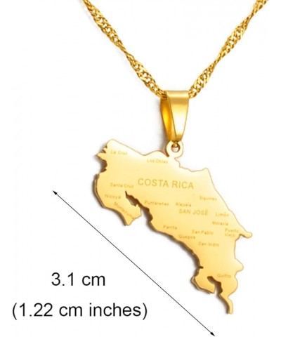 Map of Costa Rica Pendant Necklaces - Charm Ethnic Africa Thin Chain Necklaces,Gold Color Patriotic Maps Flag Hip Hop Jewelry...