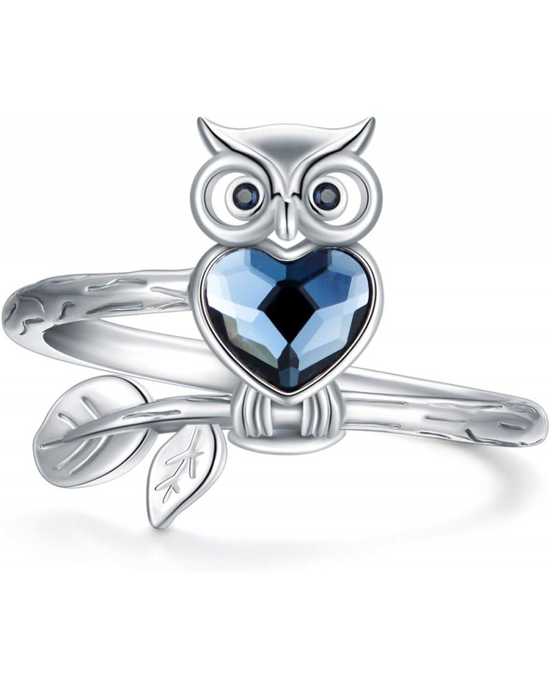 Sterling Silver Owl/Panda/Koala Ring for Women, Made with Austrian Crystal, Size 6-10 A_Owl Ring 10 $14.08 Rings