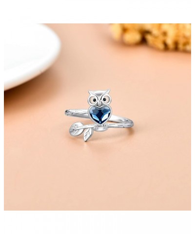 Sterling Silver Owl/Panda/Koala Ring for Women, Made with Austrian Crystal, Size 6-10 A_Owl Ring 10 $14.08 Rings