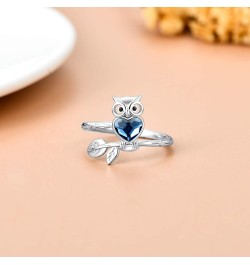 Sterling Silver Owl/Panda/Koala Ring for Women, Made with Austrian Crystal, Size 6-10 A_Owl Ring 10 $14.08 Rings