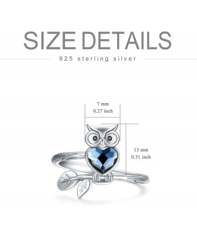 Sterling Silver Owl/Panda/Koala Ring for Women, Made with Austrian Crystal, Size 6-10 A_Owl Ring 10 $14.08 Rings