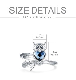 Sterling Silver Owl/Panda/Koala Ring for Women, Made with Austrian Crystal, Size 6-10 A_Owl Ring 10 $14.08 Rings