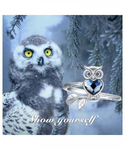 Sterling Silver Owl/Panda/Koala Ring for Women, Made with Austrian Crystal, Size 6-10 A_Owl Ring 10 $14.08 Rings