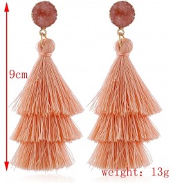 Boho Statement tassel earrings for women Clip On Drop Earrings feather earrings Non Piercing Jewelry for women dangling fring...