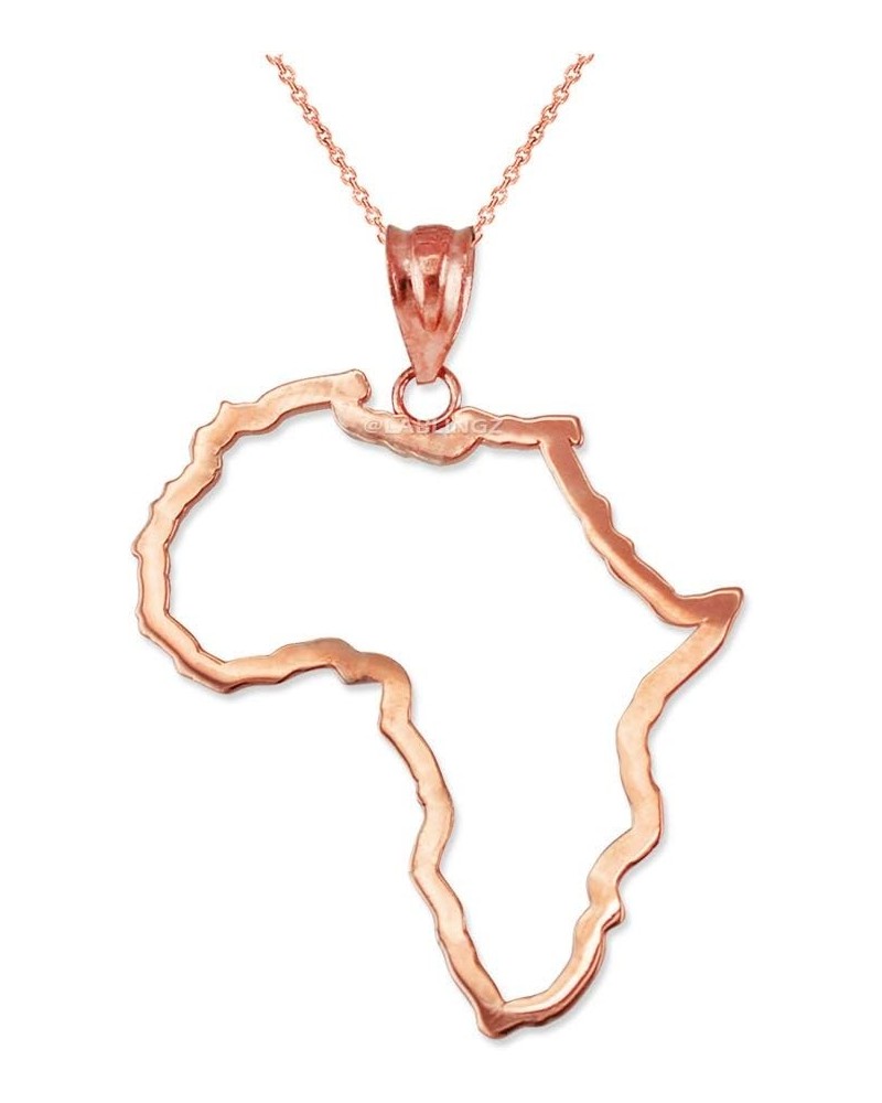 14K Rose Gold Africa Open Design Pendant Necklace 20" Necklace $95.87 Necklaces