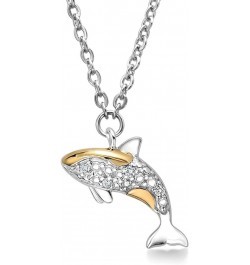 925 Silver and 10K Yellow Gold White Lab Grown Diamond and White Moissanite Ocean Charms Pendant Necklace For Women with 18 I...