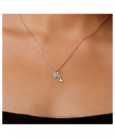 925 Silver and 10K Yellow Gold White Lab Grown Diamond and White Moissanite Ocean Charms Pendant Necklace For Women with 18 I...