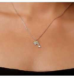 925 Silver and 10K Yellow Gold White Lab Grown Diamond and White Moissanite Ocean Charms Pendant Necklace For Women with 18 I...