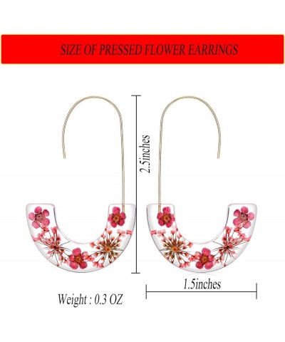 Acrylic Earrings Statement Tortoise Hoop Earrings Resin Wire Drop Dangle Earrings Fashion Jewelry For Women pink flower $6.71...