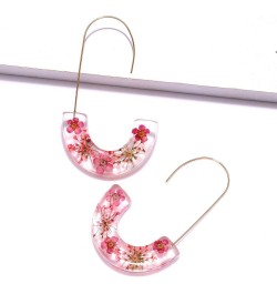 Acrylic Earrings Statement Tortoise Hoop Earrings Resin Wire Drop Dangle Earrings Fashion Jewelry For Women pink flower $6.71...