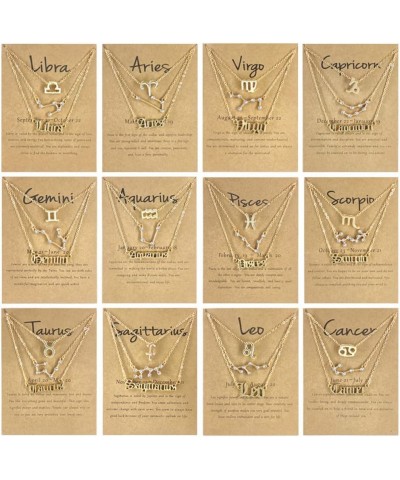 Constellation Necklace Multi-Layer 12 Zodiac Astrology Zircon Pendant Necklace for Women Message Card Jewelry Cancer $10.23 N...