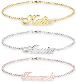 Personalized Name Bar Bracelet with Any Name Custom Engraved Inspirational Cuff Bracelet for Women Anklet Charm Gift for Her ...