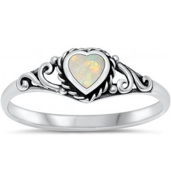 CHOOSE YOUR COLOR Sterling Silver Heart Promise Ring White (Simulated Opal) $11.62 Rings