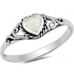 CHOOSE YOUR COLOR Sterling Silver Heart Promise Ring White (Simulated Opal) $11.62 Rings