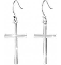 S925 Sterling Silver Jewelry Classic Cross Hoop Dangle Stud Earrings Silver $13.74 Earrings