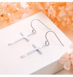 S925 Sterling Silver Jewelry Classic Cross Hoop Dangle Stud Earrings Silver $13.74 Earrings