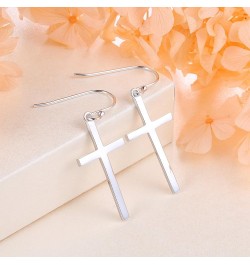 S925 Sterling Silver Jewelry Classic Cross Hoop Dangle Stud Earrings Silver $13.74 Earrings