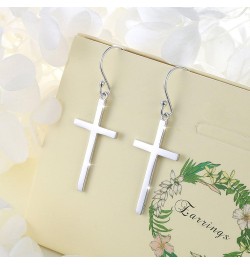 S925 Sterling Silver Jewelry Classic Cross Hoop Dangle Stud Earrings Silver $13.74 Earrings