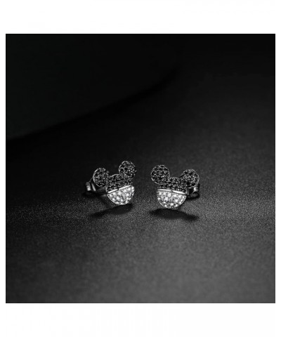 Mouse Stud Earrings Tiny Cubic Zirconia with 925 Sterling Silver Post Hypoallergenic Dainty Stud Ear jewelry for Women Girls ...