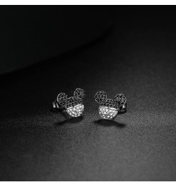 Mouse Stud Earrings Tiny Cubic Zirconia with 925 Sterling Silver Post Hypoallergenic Dainty Stud Ear jewelry for Women Girls ...