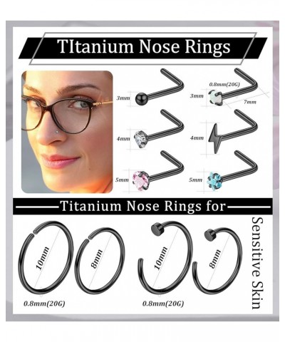 G23 Titanium Nose Ring Studs L Shaped 20g Titanium Nose Rings Hoops CZ Star Heart Nose Piercing Studs Pure Titanium Nostril P...