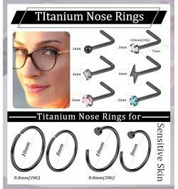 G23 Titanium Nose Ring Studs L Shaped 20g Titanium Nose Rings Hoops CZ Star Heart Nose Piercing Studs Pure Titanium Nostril P...