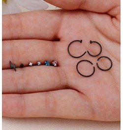 G23 Titanium Nose Ring Studs L Shaped 20g Titanium Nose Rings Hoops CZ Star Heart Nose Piercing Studs Pure Titanium Nostril P...