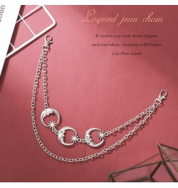 Punk Layered Pants Chain Sliver Moon Sun Jeans Chains Goth Pocket Chain for Women and Girls $8.20 Body Jewelry