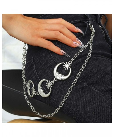 Punk Layered Pants Chain Sliver Moon Sun Jeans Chains Goth Pocket Chain for Women and Girls $8.20 Body Jewelry