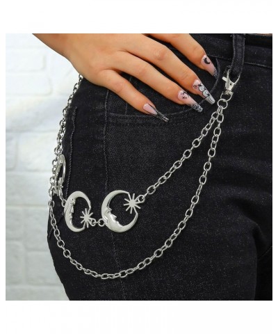 Punk Layered Pants Chain Sliver Moon Sun Jeans Chains Goth Pocket Chain for Women and Girls $8.20 Body Jewelry