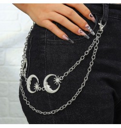 Punk Layered Pants Chain Sliver Moon Sun Jeans Chains Goth Pocket Chain for Women and Girls $8.20 Body Jewelry