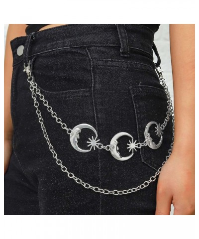 Punk Layered Pants Chain Sliver Moon Sun Jeans Chains Goth Pocket Chain for Women and Girls $8.20 Body Jewelry